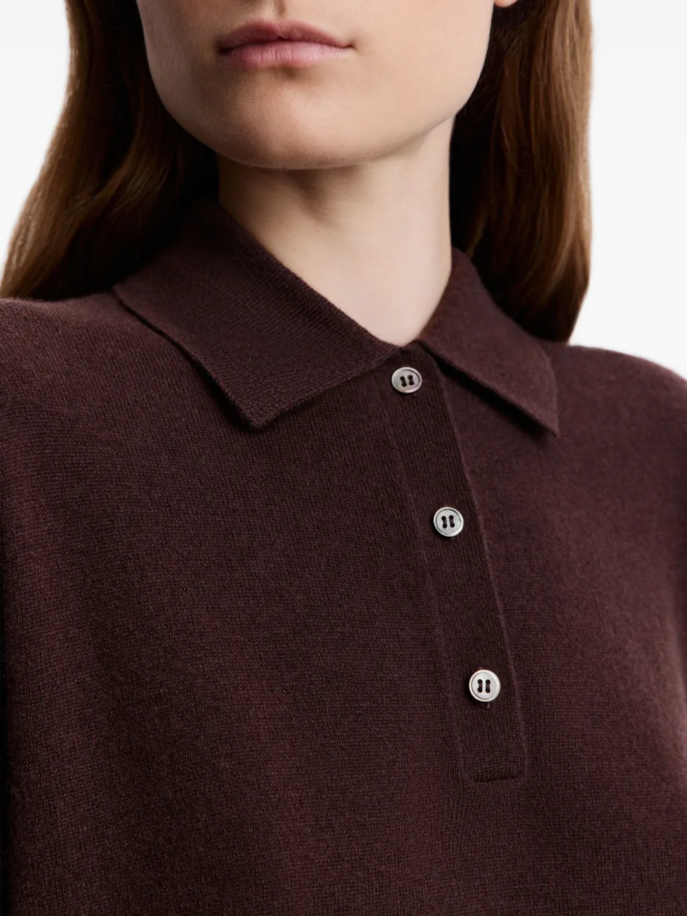 12 Storeez Knitted Polo Top In Brown