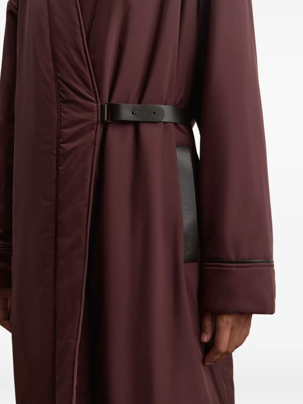 12 Storeez Belted Padded Coat In Brown