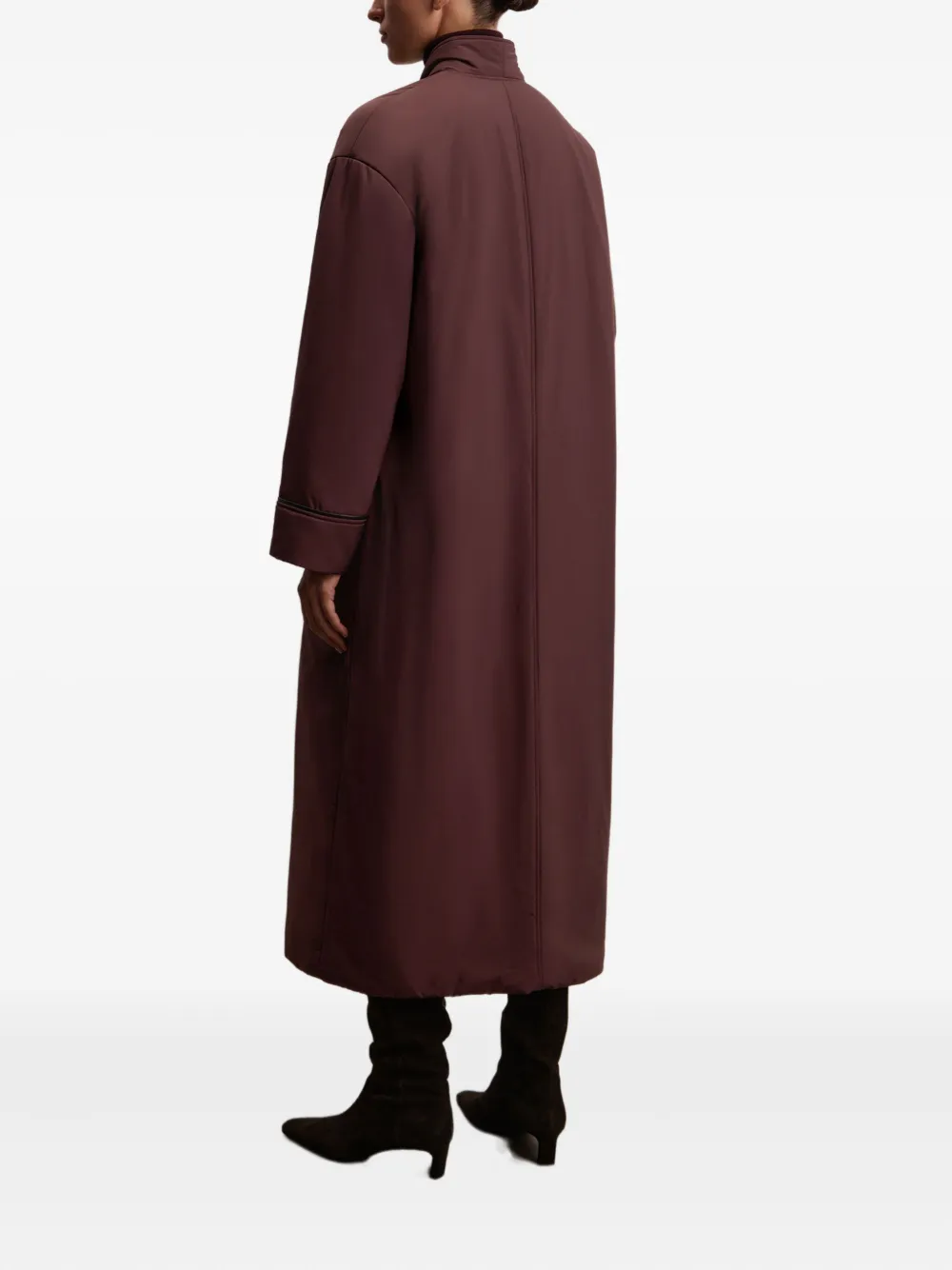 12 Storeez Belted Padded Coat In Brown