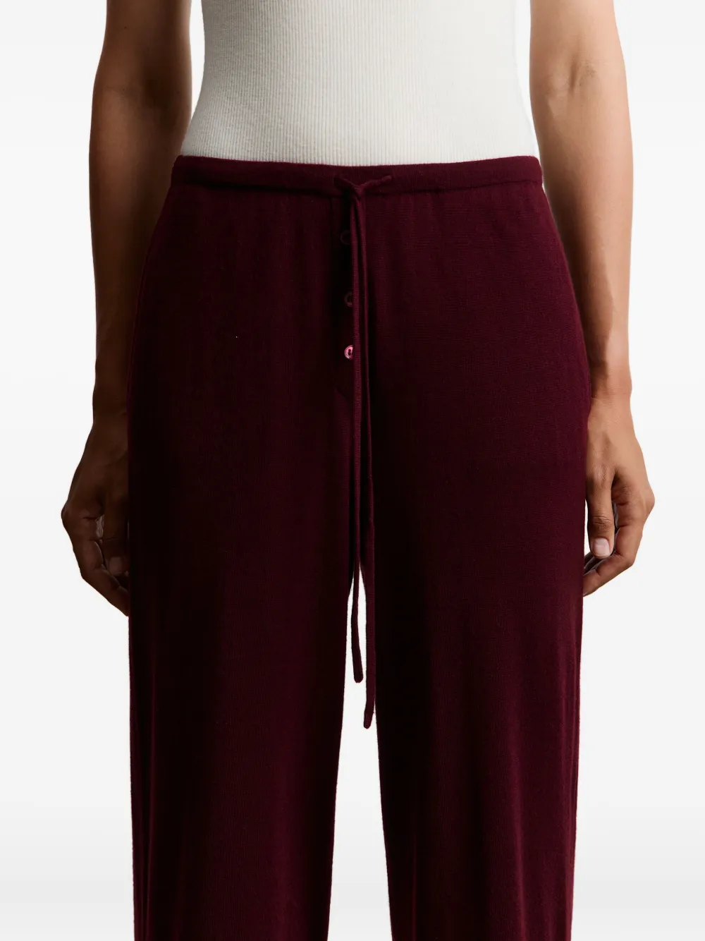 12 Storeez Drawstring Knitted Trousers In Red