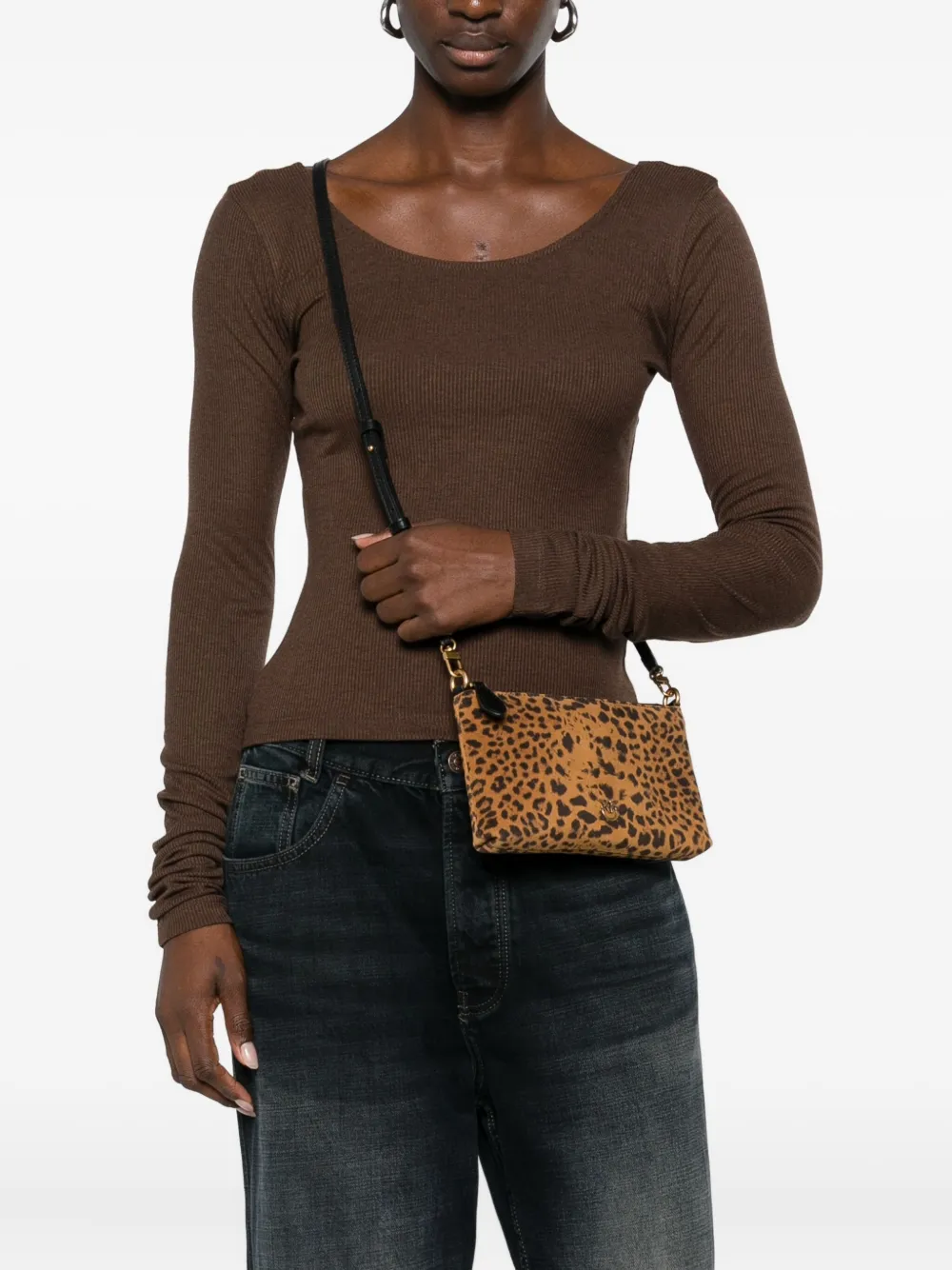 PINKO small leopard-print clutch bag - Bruin