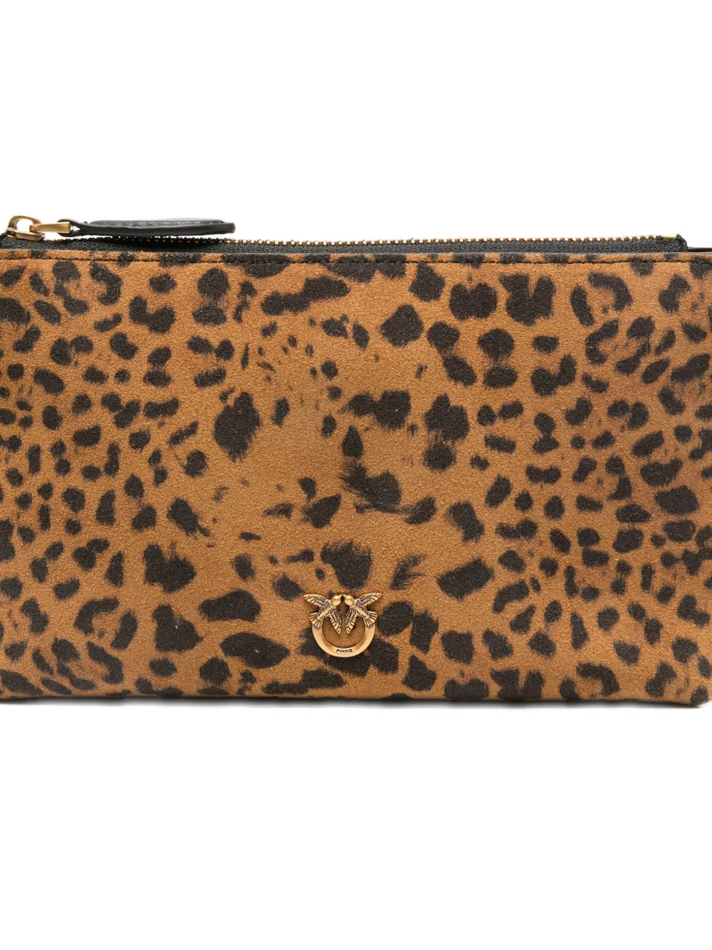 Pinko Small Leopard-print Clutch Bag In Brown