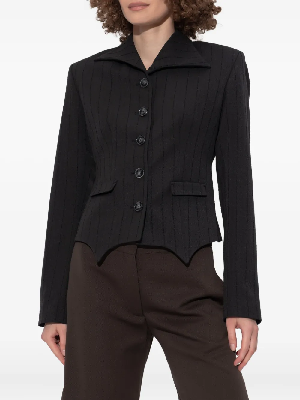 Avavav Petite Pinstripe Jacket In Black