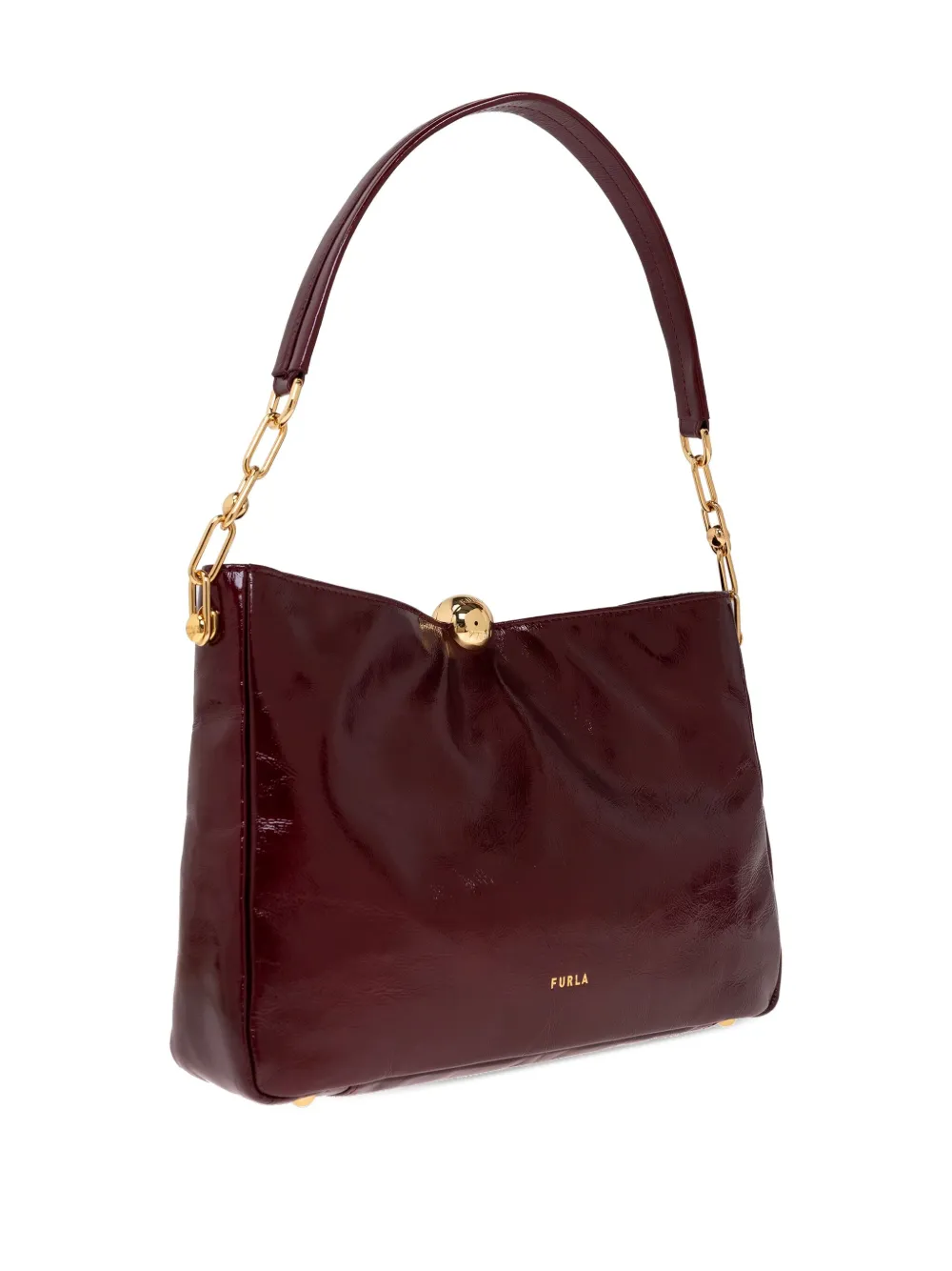 Furla Sfera Soft Chain-link Shoulder Bag In Burgundy