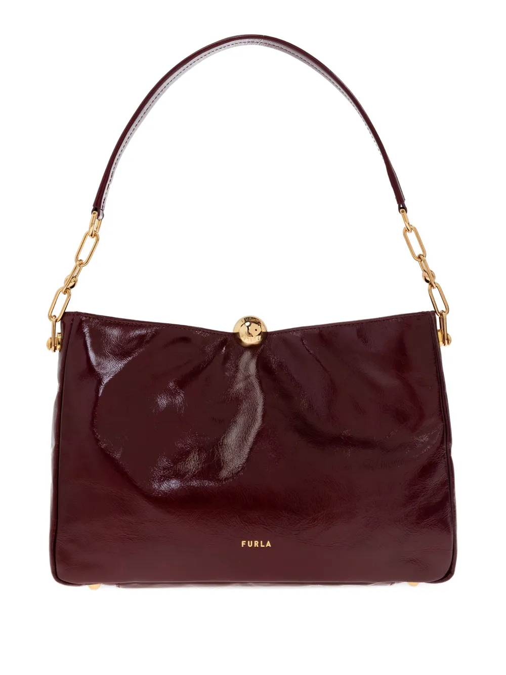 Furla Sfera Soft Chain-link Shoulder Bag In Burgundy