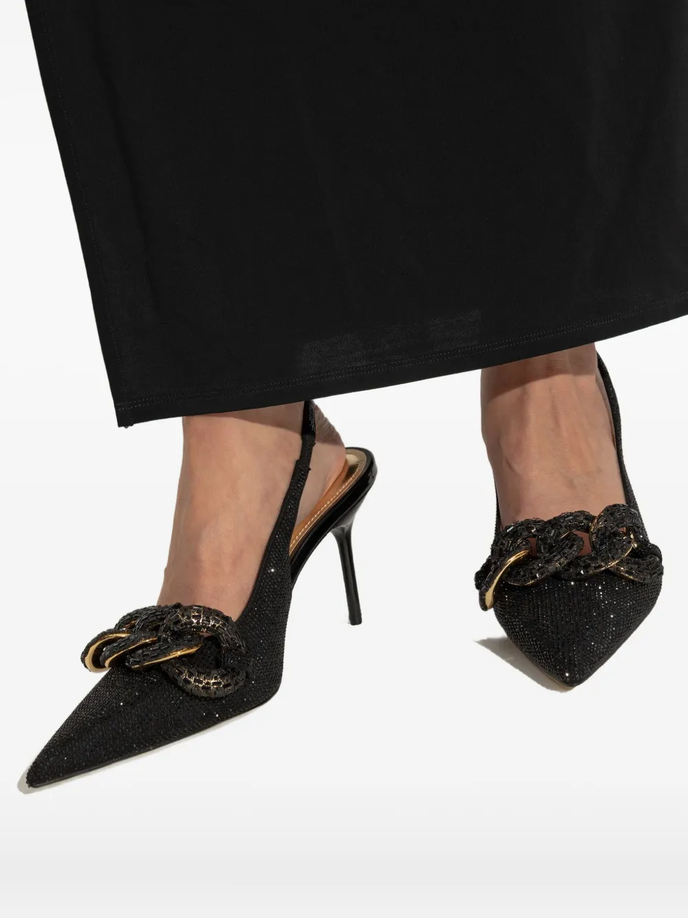 Kurt Geiger 70mm Crystal-chain Slingback In Black