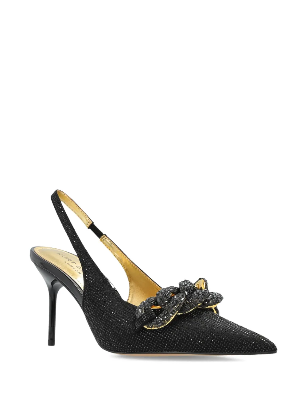 Kurt Geiger 70mm Crystal-chain Slingback In Black