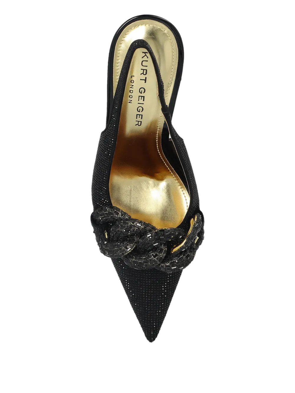 Kurt Geiger 70mm Crystal-chain Slingback In Black