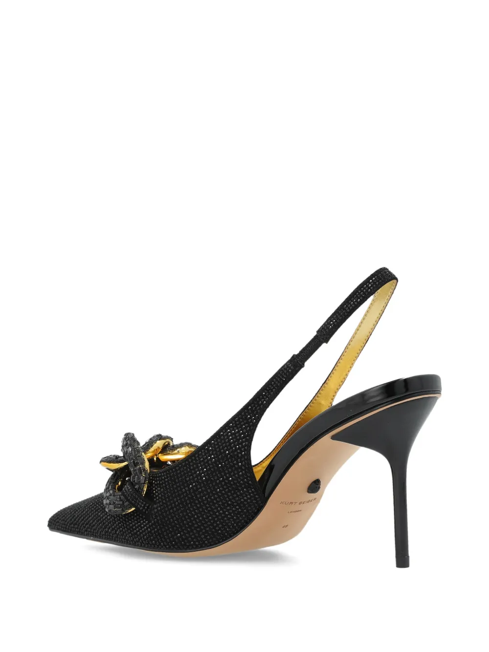 Kurt Geiger 70mm Crystal-chain Slingback In Black