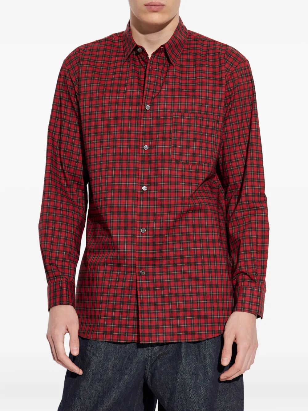 Comme Des Garçons Shirt Geruit overhemd met zak Rood