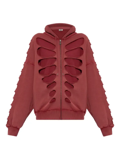 AVAVAV Shoulderless cut-out zip-up hoodie