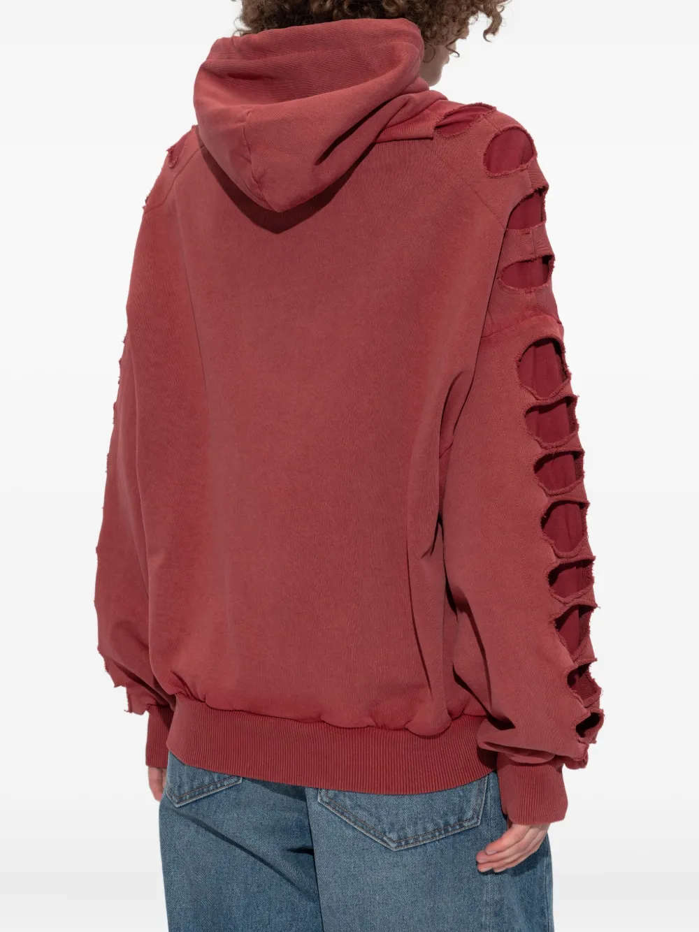 Avavav Shoulderless Cut-out Zip-up Hoodie In Red
