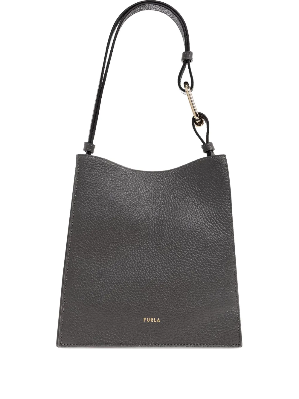Furla Mini Nuvola Grained-leather Tote Bag In Gray