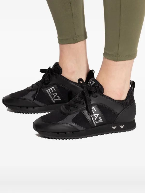 Ea7 Emporio Armani logo-print lace-up Trainers | Black | FARFETCH