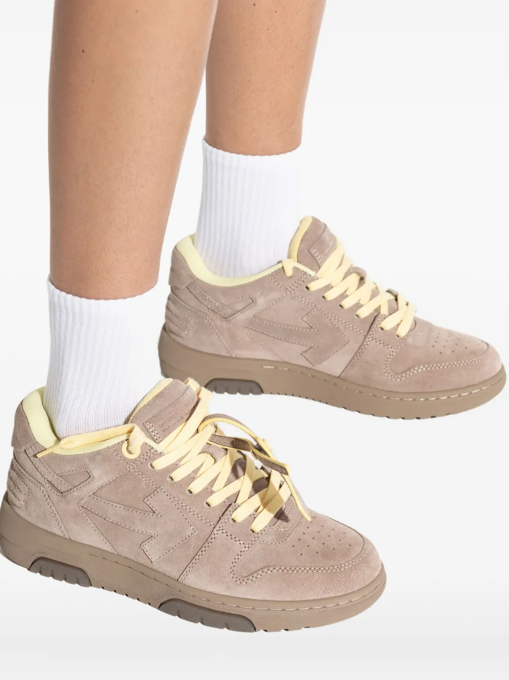 Off-white Arrow Leather Sneakers In Animal Print