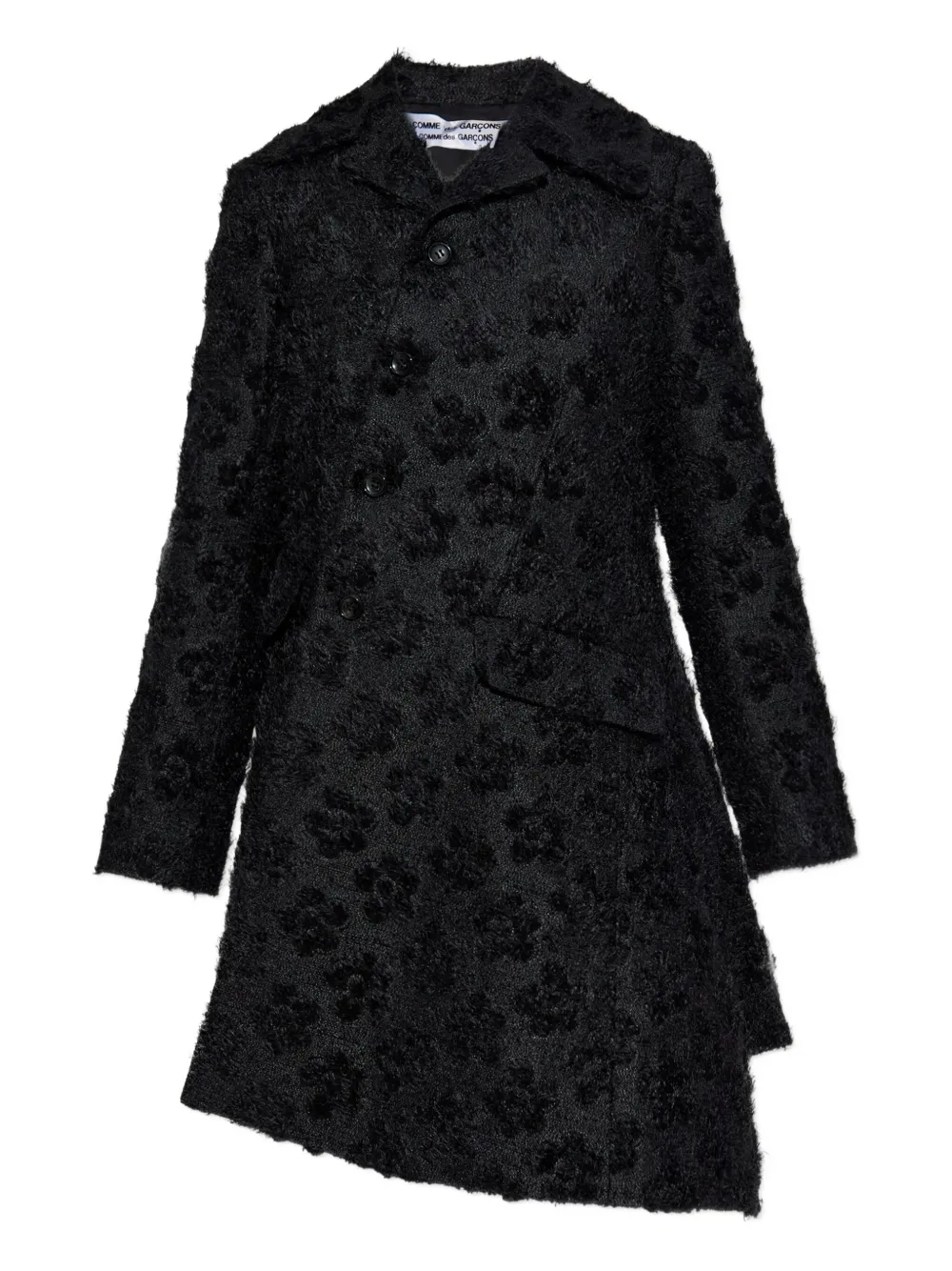 Comme Des Garçons Comme Des Garçons floral-embroidered asymmetric coat | Black | Image 1