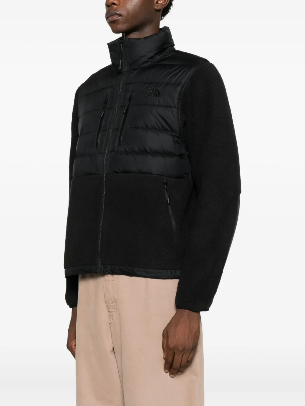 The North Face Mens Black Rmst Denali Tek High-neck Fleece-down Jacket Xl In Black