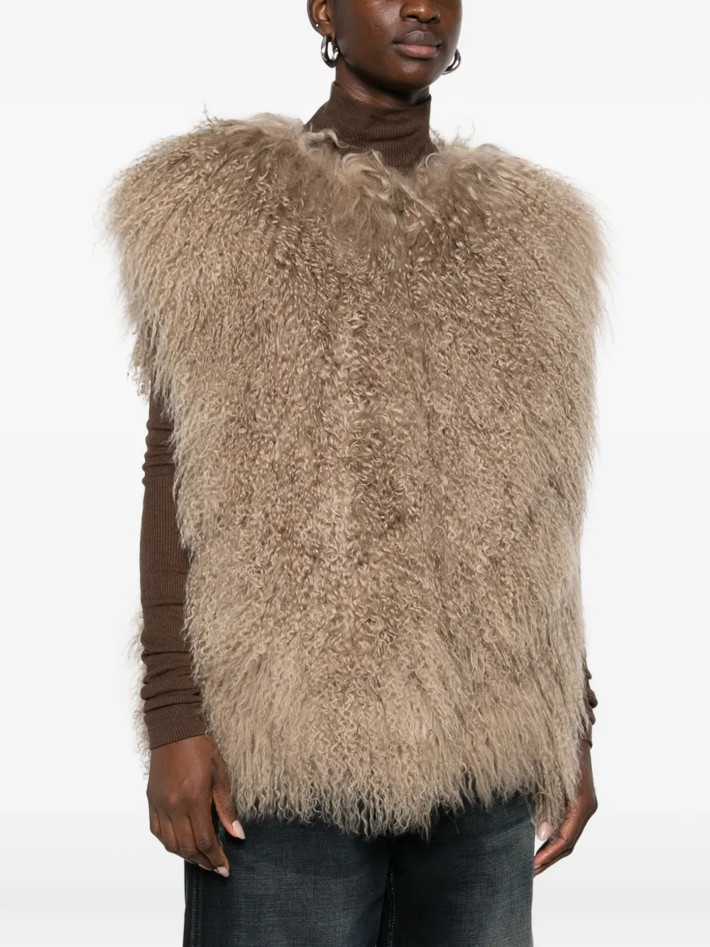Halfboy Shaggy-texture Sleeveless Coat In Neutral