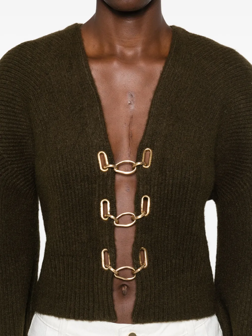 Cult Gaia Mayalu Hook-detail Cardigan In Brown