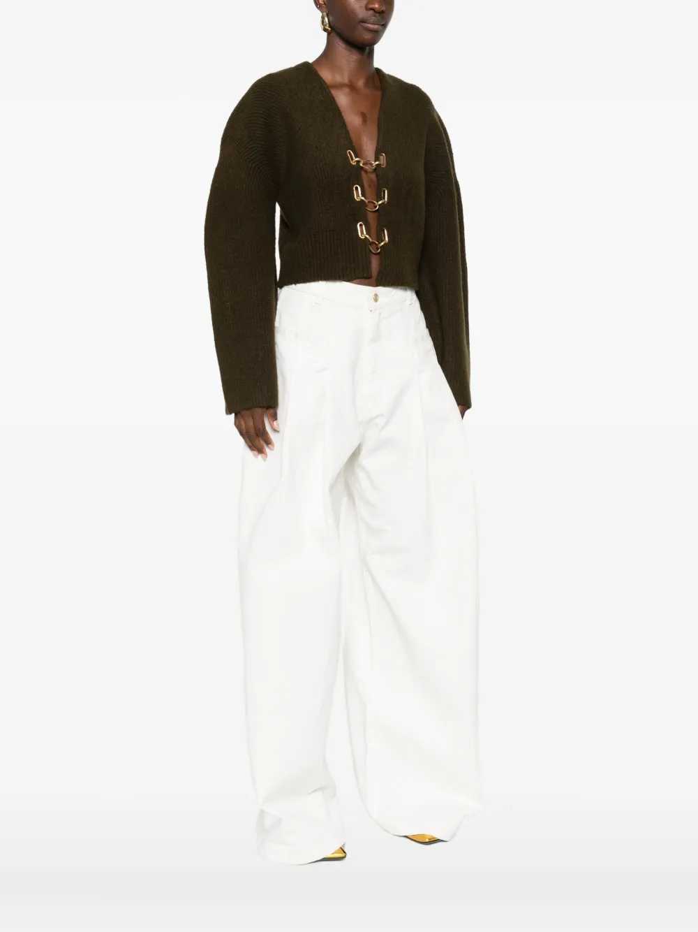 Cult Gaia Mayalu Hook-detail Cardigan In Brown