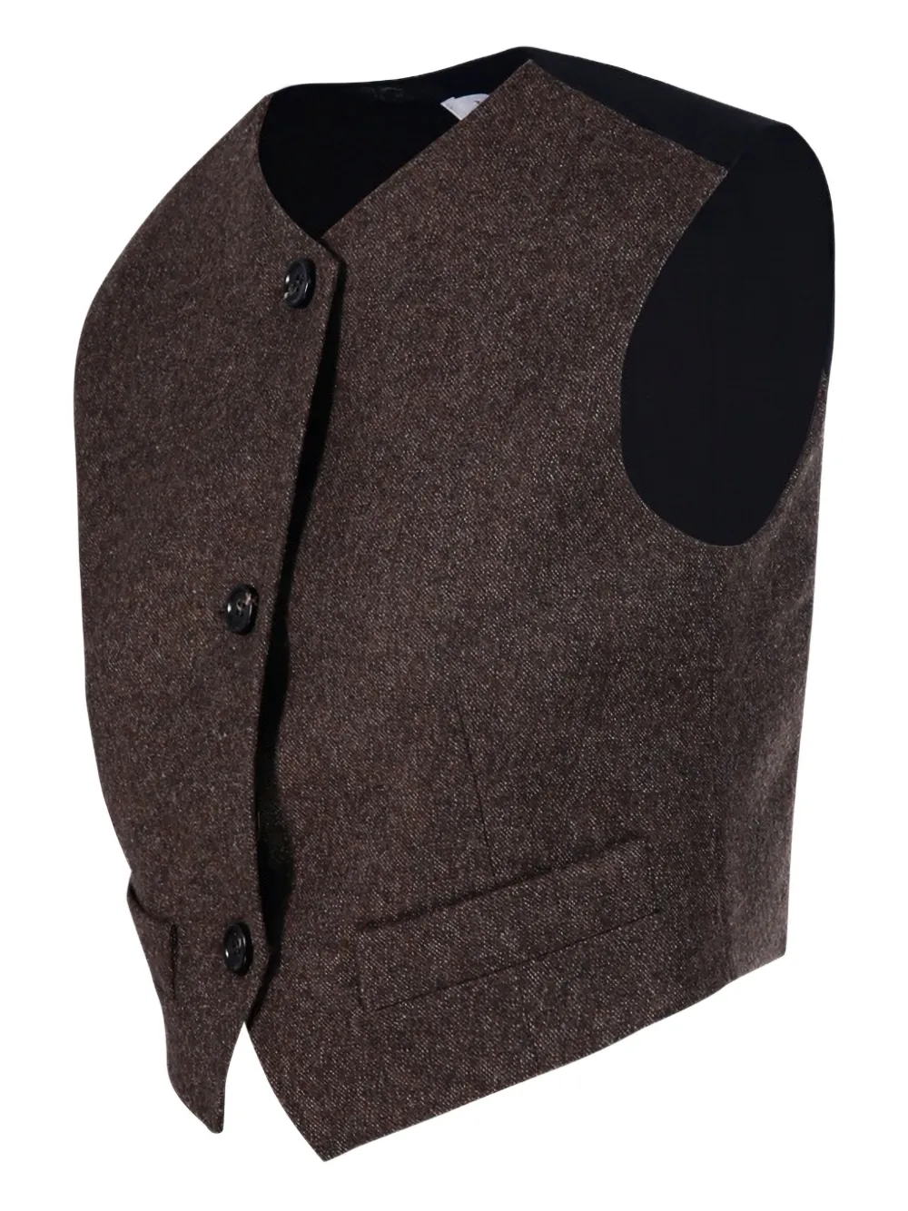 Max Mara Buttoned Panelled Jacket In Brown