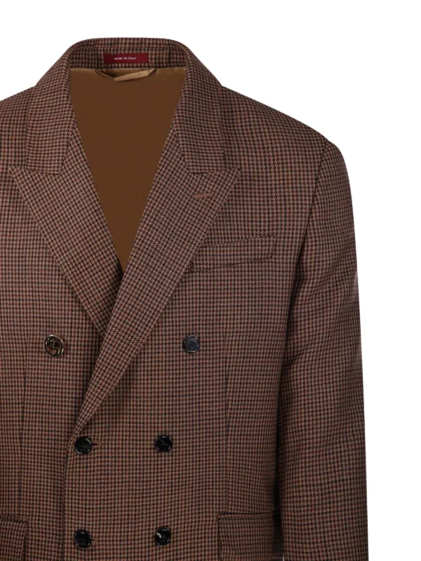 Gucci double-breasted Checked Jacket | Brown | FARFETCH