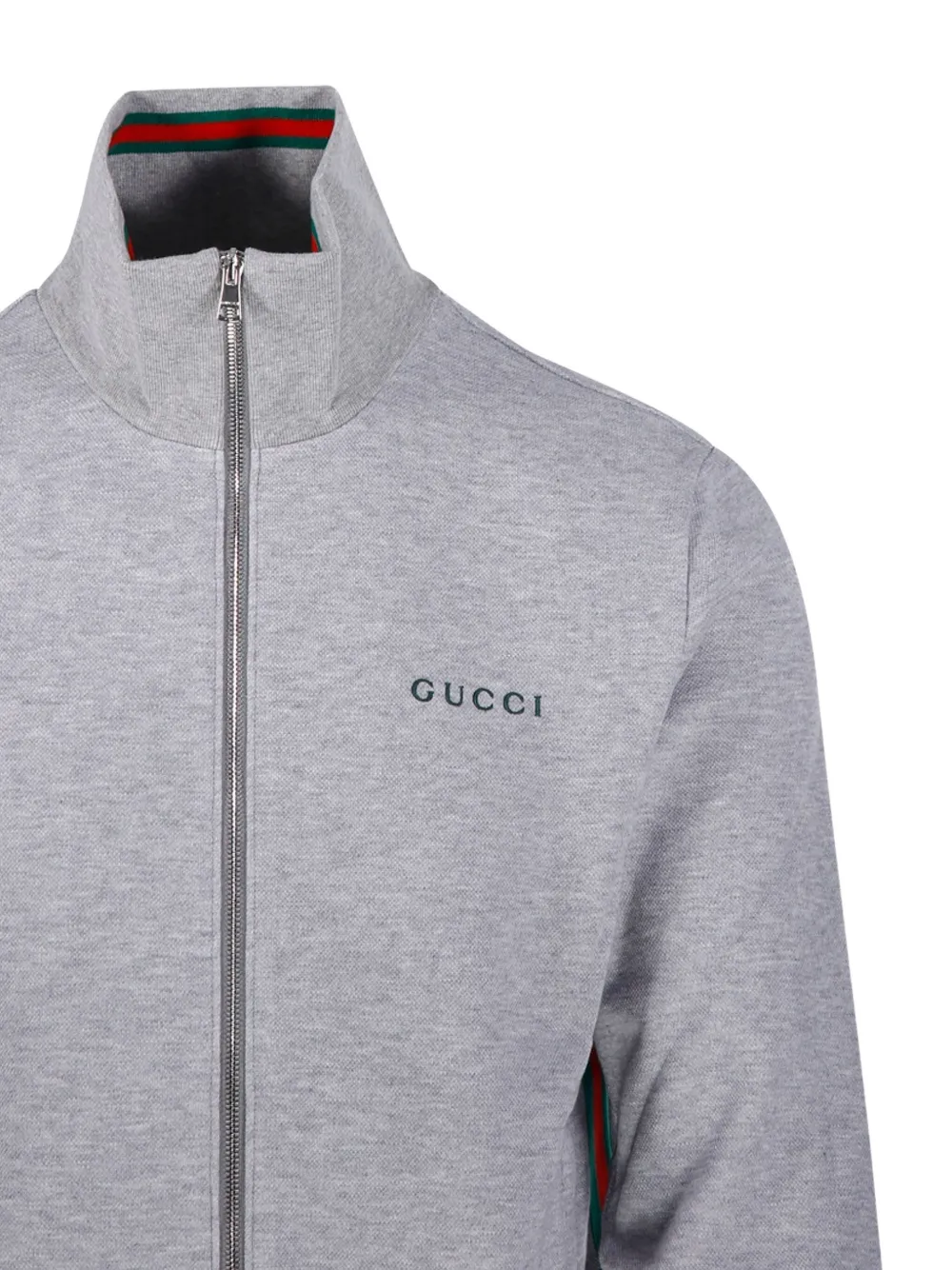 Gucci T-shirt met trechterhals en rits Grijs
