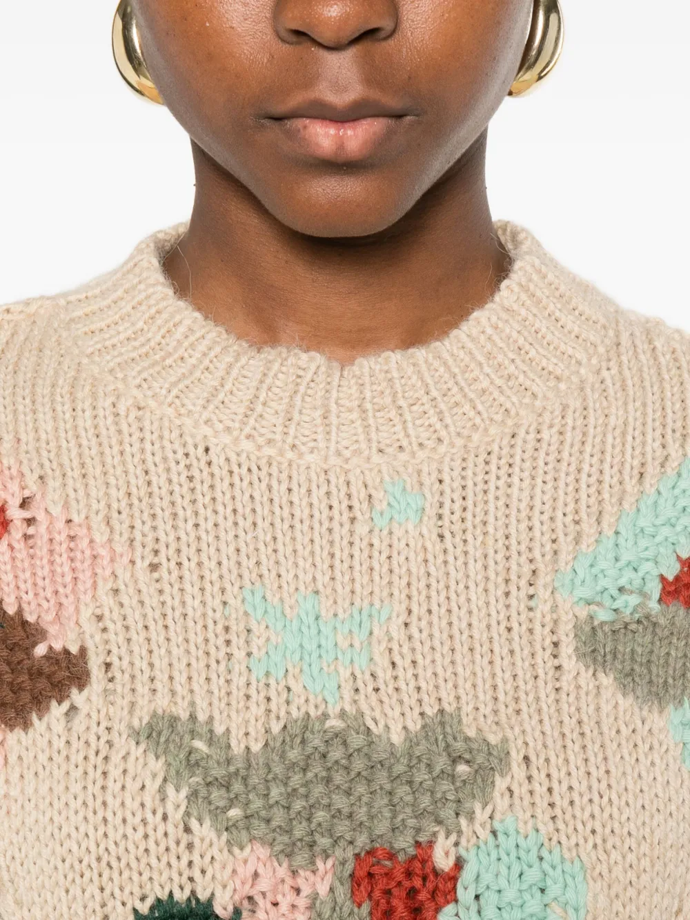 Daniele Fiesoli Intarsia gebreide trui Beige