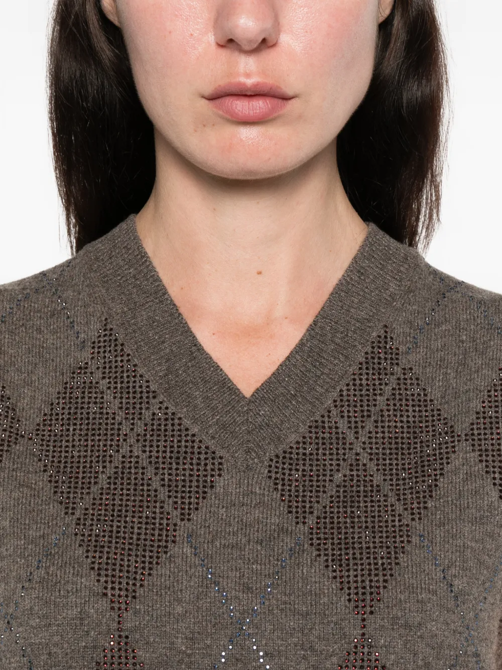 Alexander Wang Vest met argyle patroon en V-hals Bruin