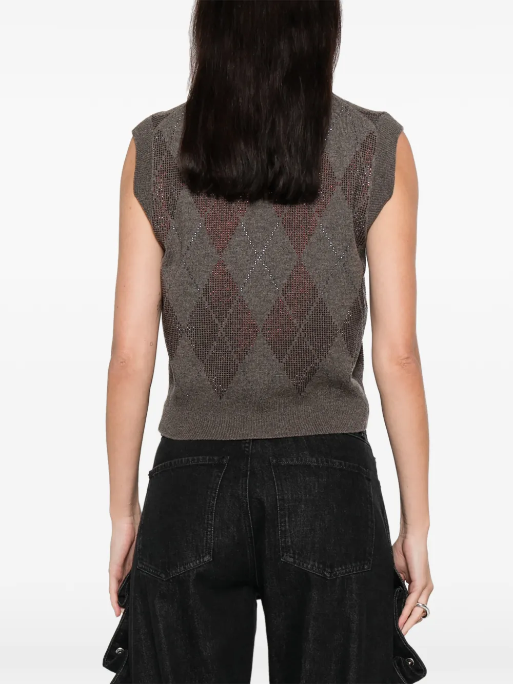 Alexander Wang Vest met argyle patroon en V-hals Bruin