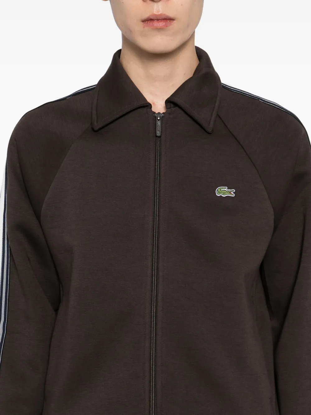 Lacoste Gestreept overhemd met rits Bruin