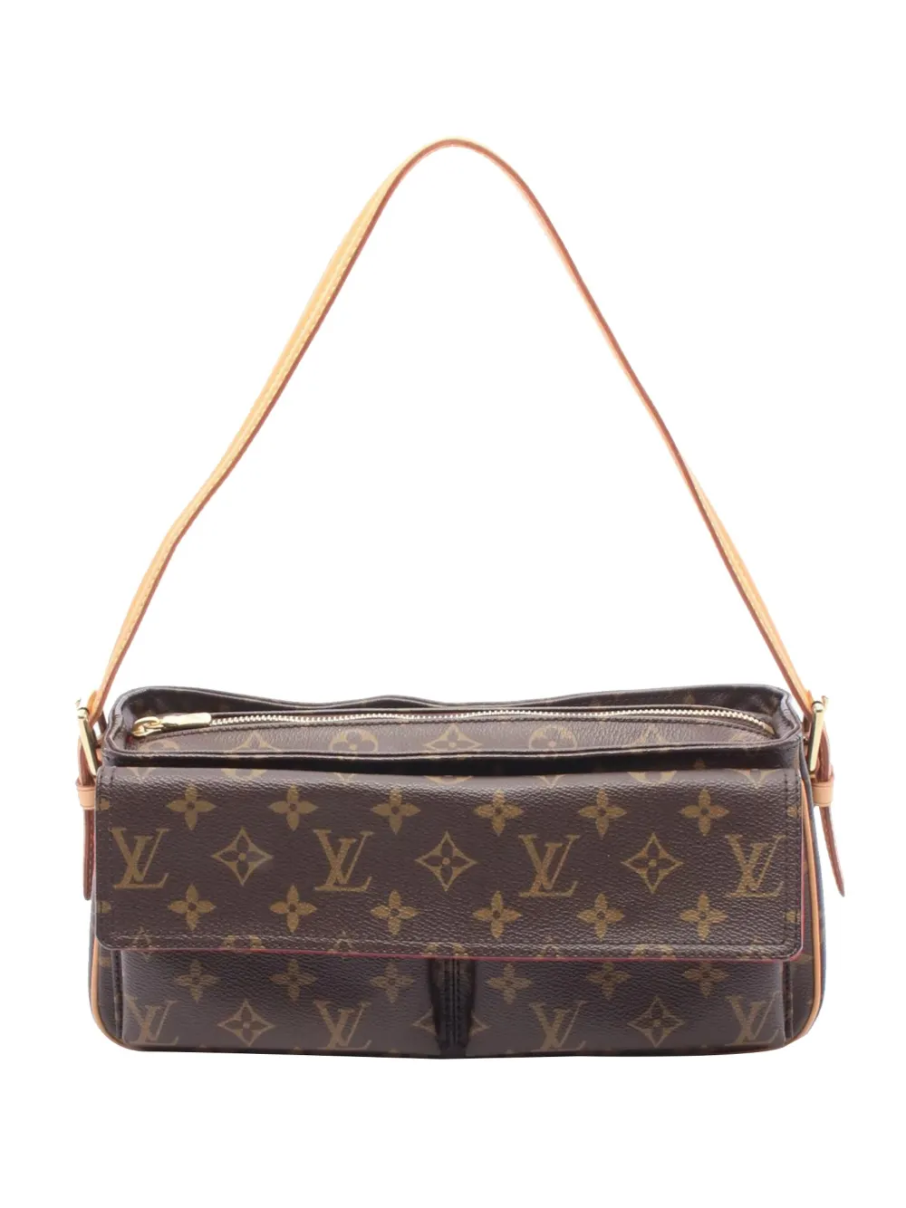 Pre-owned Louis Vuitton 2004 Monogram Viva Cite Mm Shoulder Bag In Brown