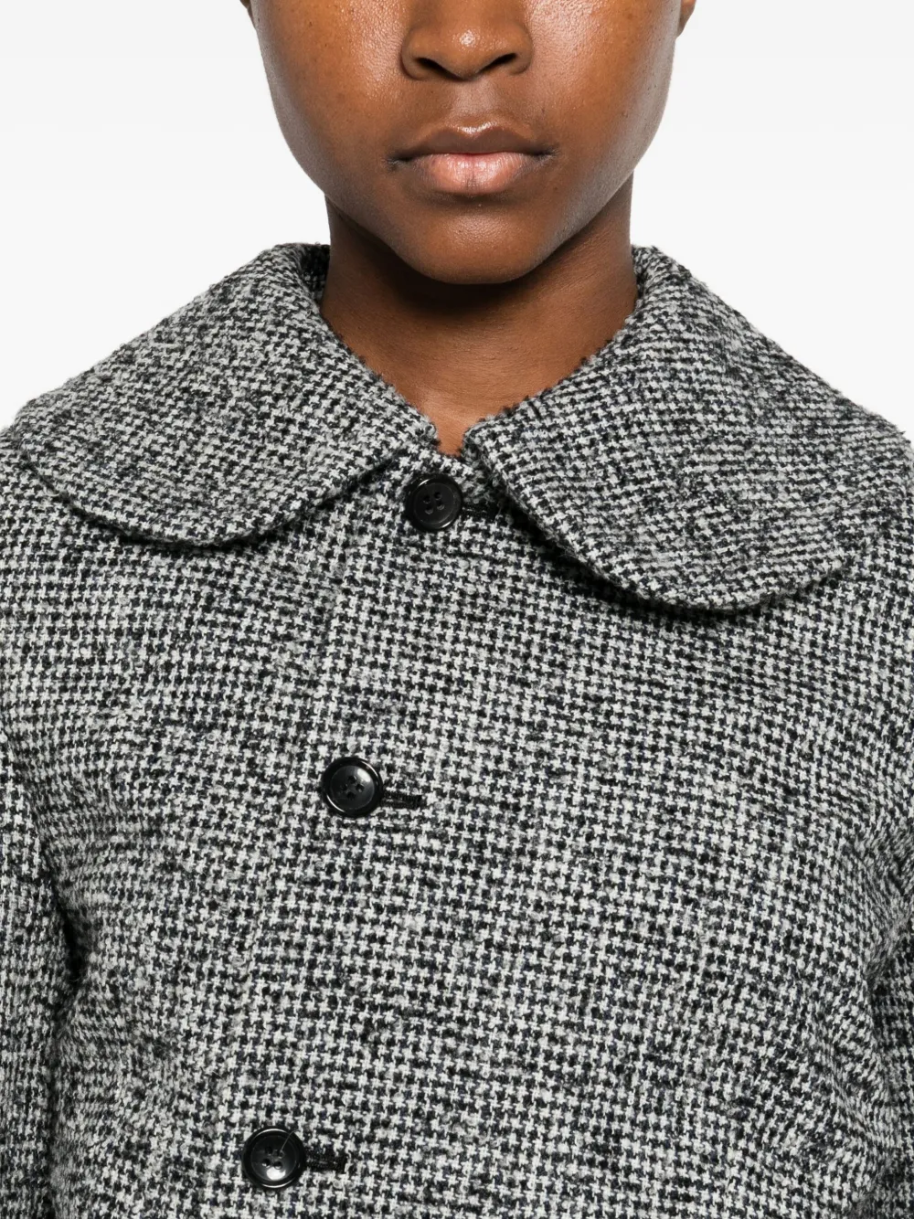 Comme Des Garçons Asymmetric Houdstooth Jacket In Gray