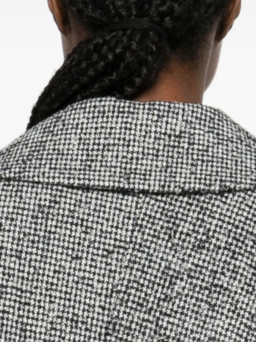 Comme Des Garçons Asymmetric Houdstooth Jacket In Gray