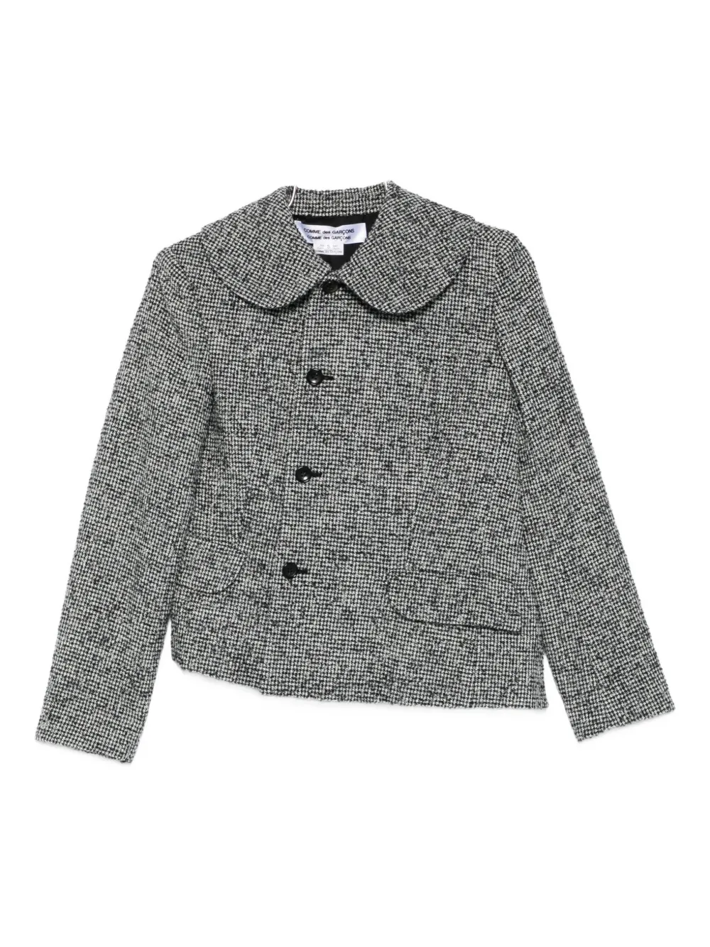 Comme Des Garçons Asymmetric Houdstooth Jacket In Gray