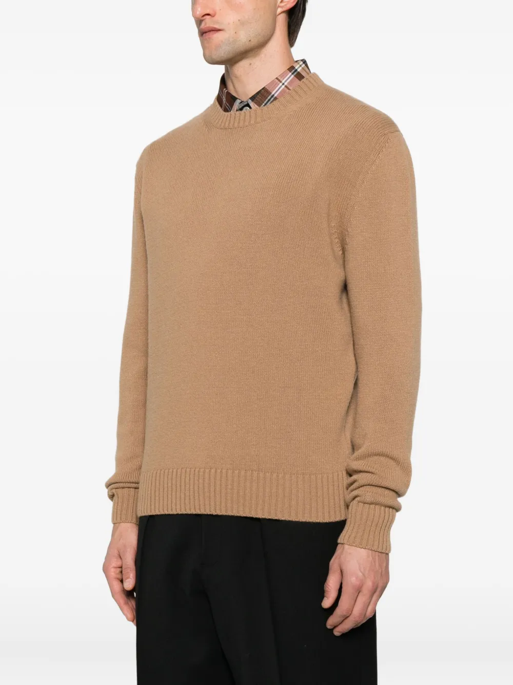 Seven Gauge Crew-neck Wool Jumper In Brown