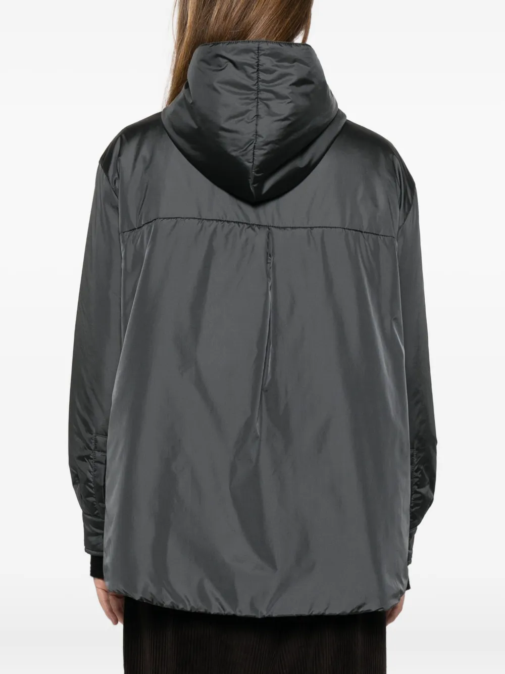 Aspesi Hooded Buttoned Coat In Gray