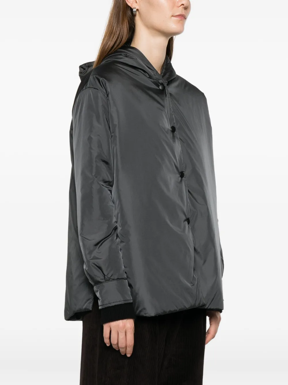 Aspesi Hooded Buttoned Coat In Gray