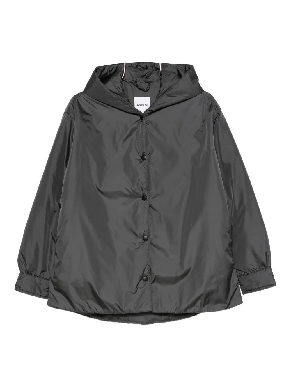 Aspesi Hooded Buttoned Coat In Gray