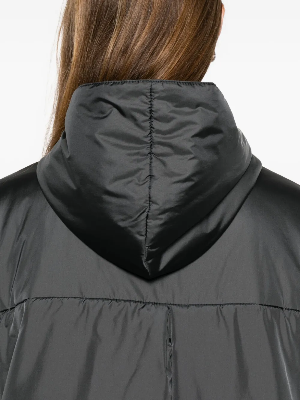 Aspesi Hooded Buttoned Coat In Gray