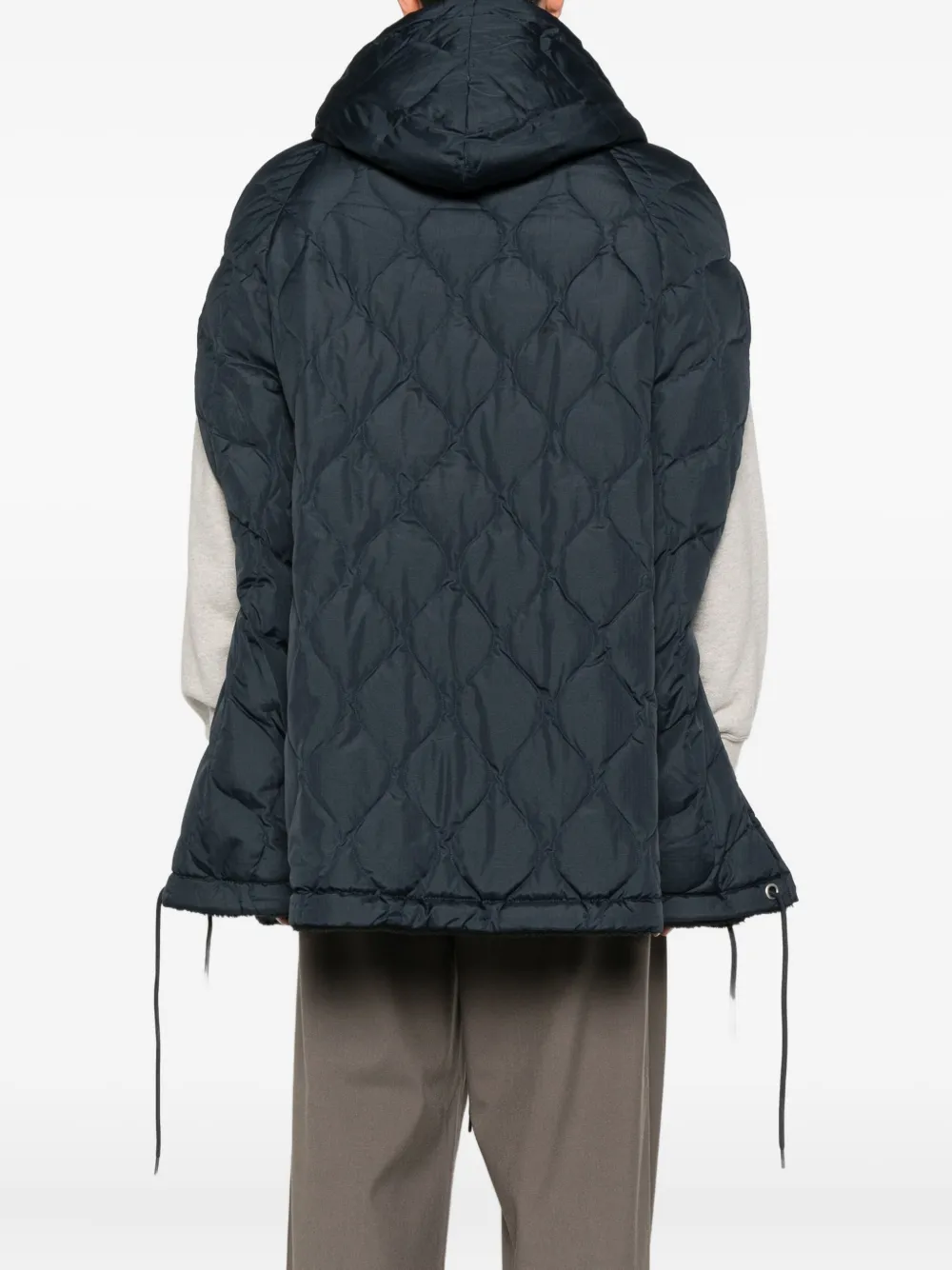 Taion Quilted Hooded Cape In Black