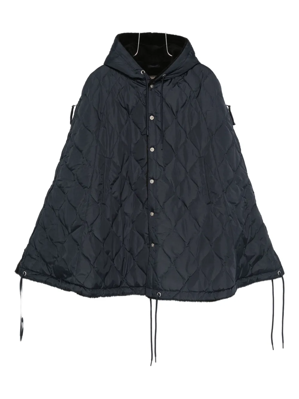 Taion Quilted Hooded Cape In Black