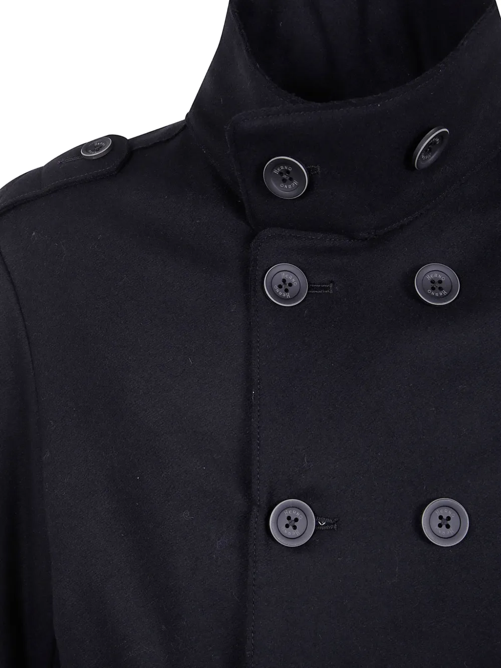 Herno Double-breasted Coat In Black