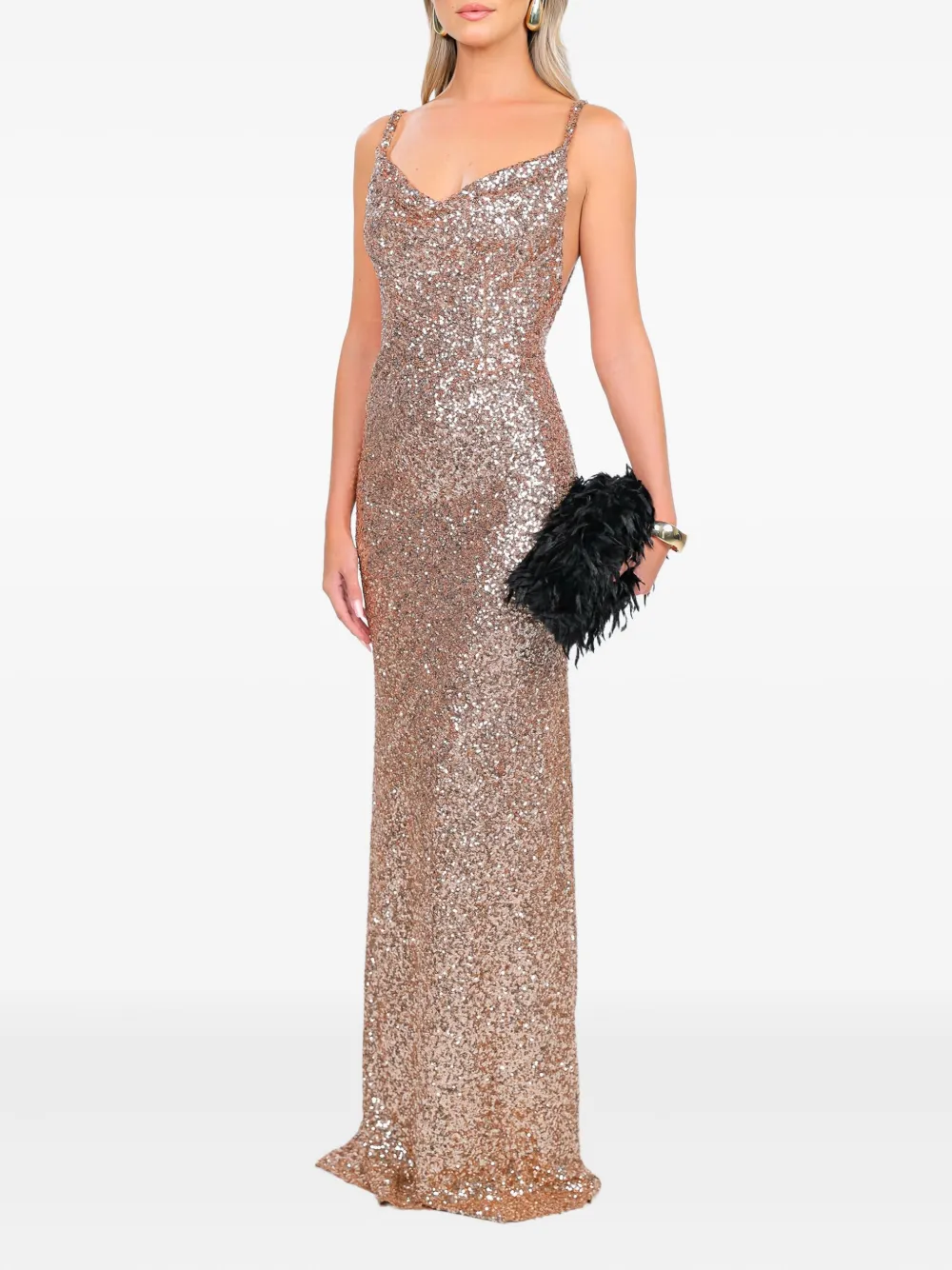 ROSERRY Margot maxi-jurk met pailletten Goud