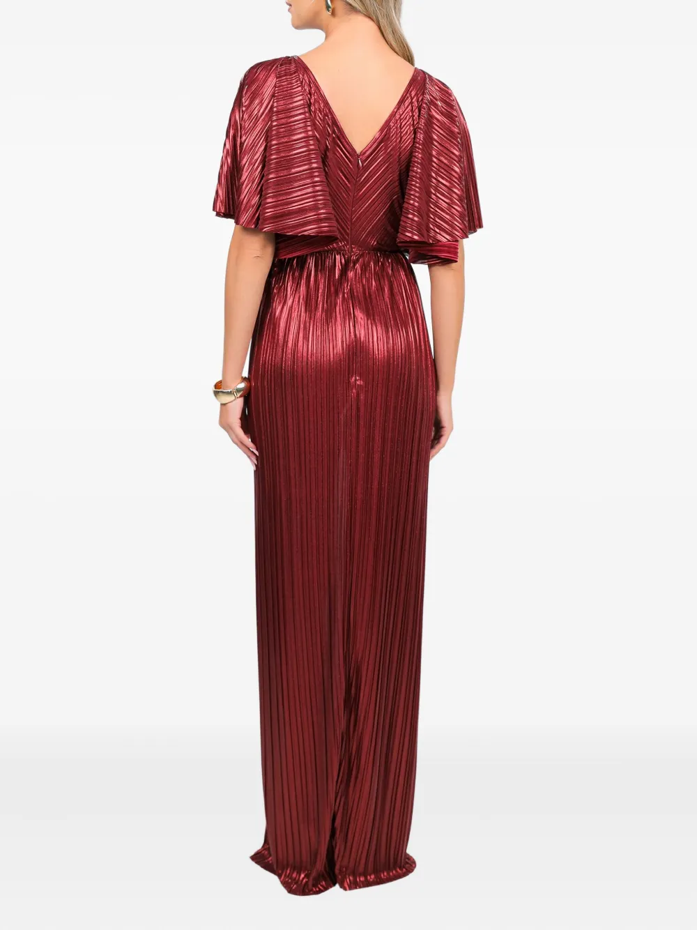ROSERRY Florence geplooide maxi-jurk met bloemen Rood