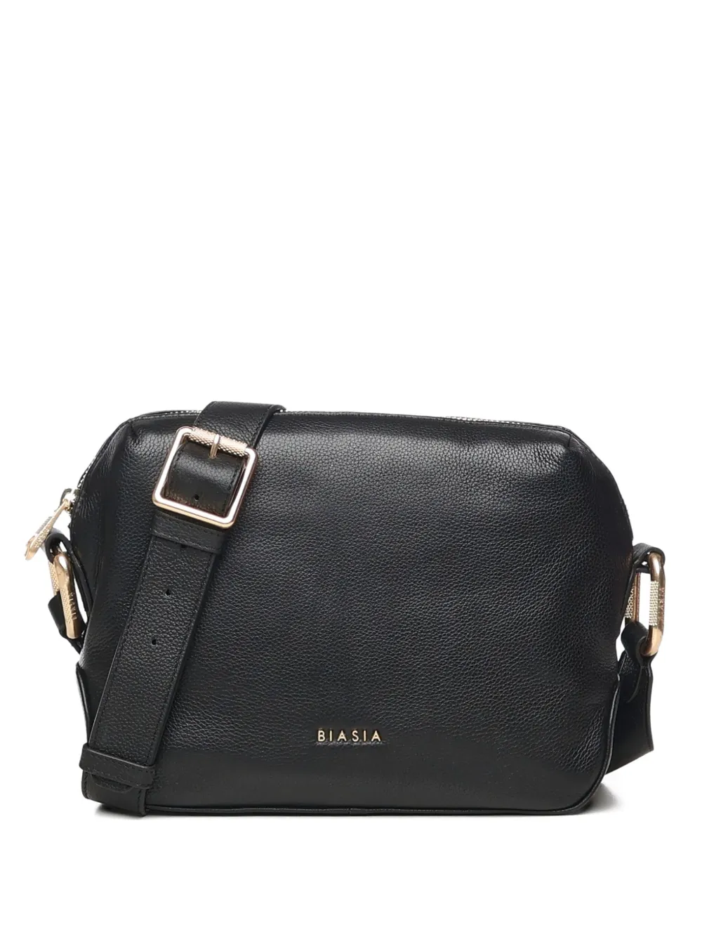Biasia Leather Shoulder Bag With Logo In Black