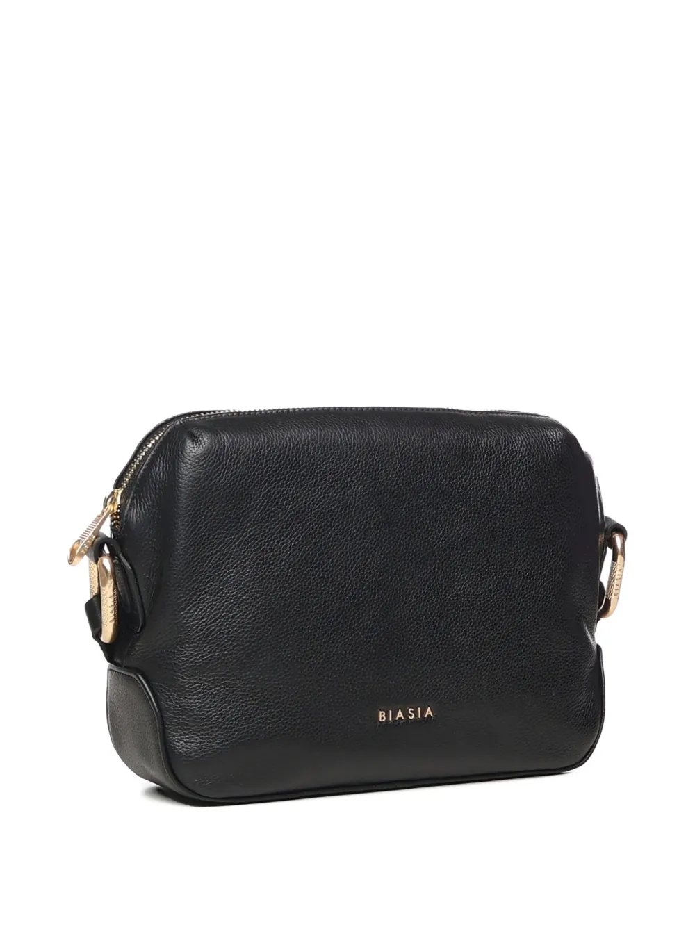 Biasia Leather Shoulder Bag With Logo In Black