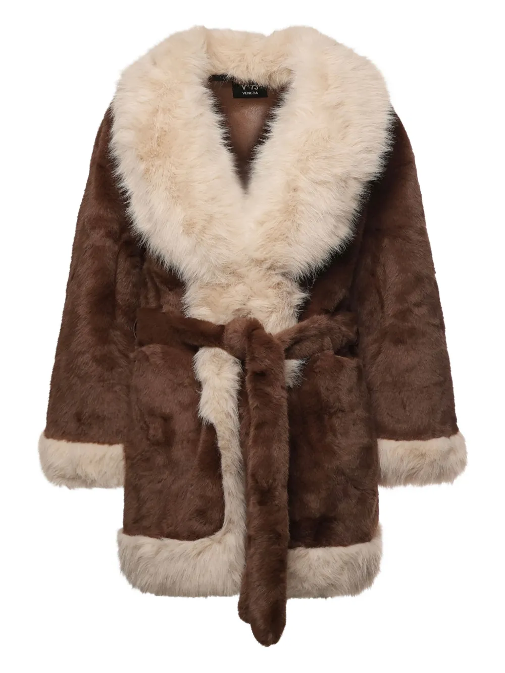 V°73 tie-fastening long-sleeve coat - Brown