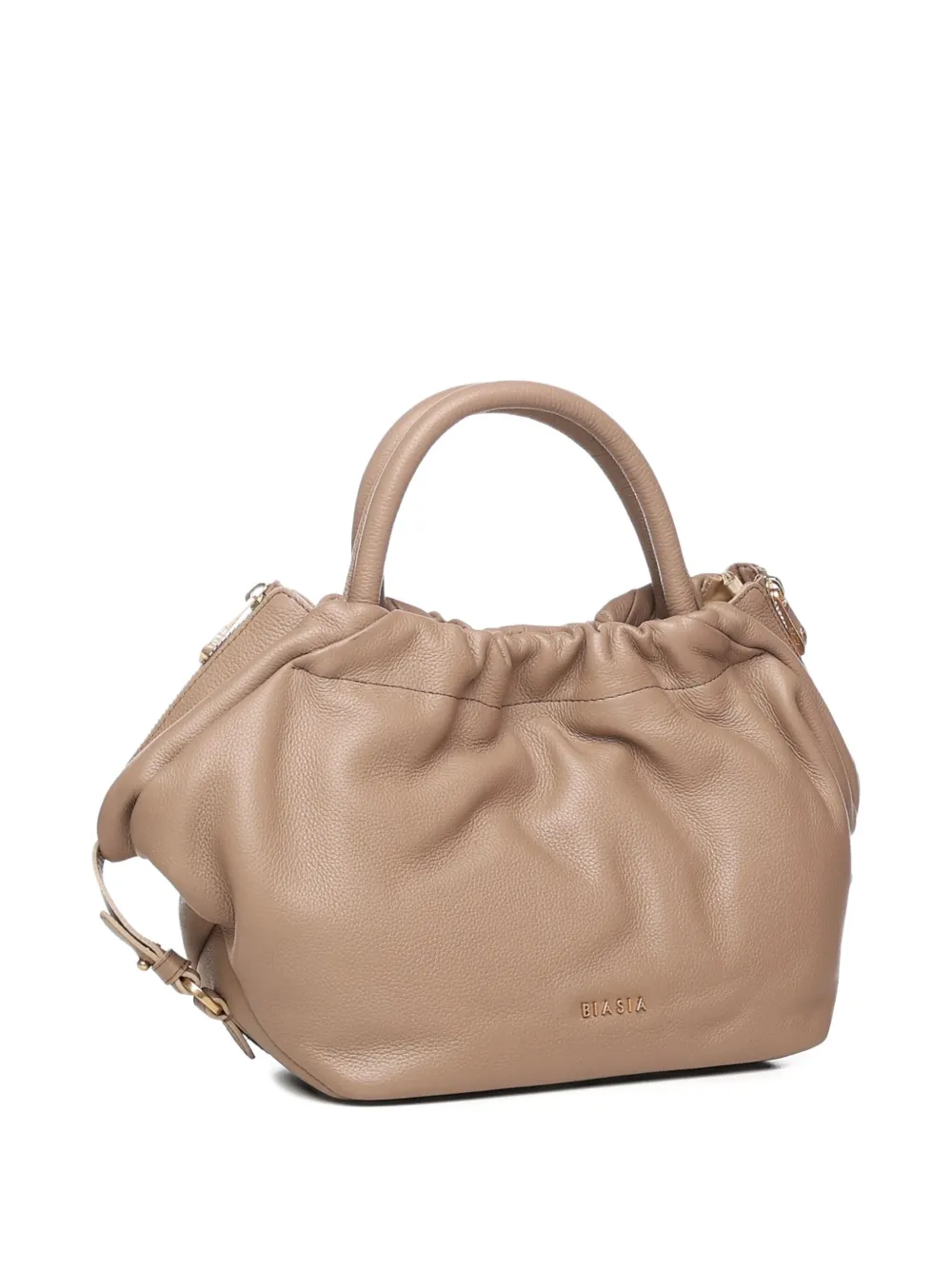Biasia Gathered Leather Tote Bag In Neutral