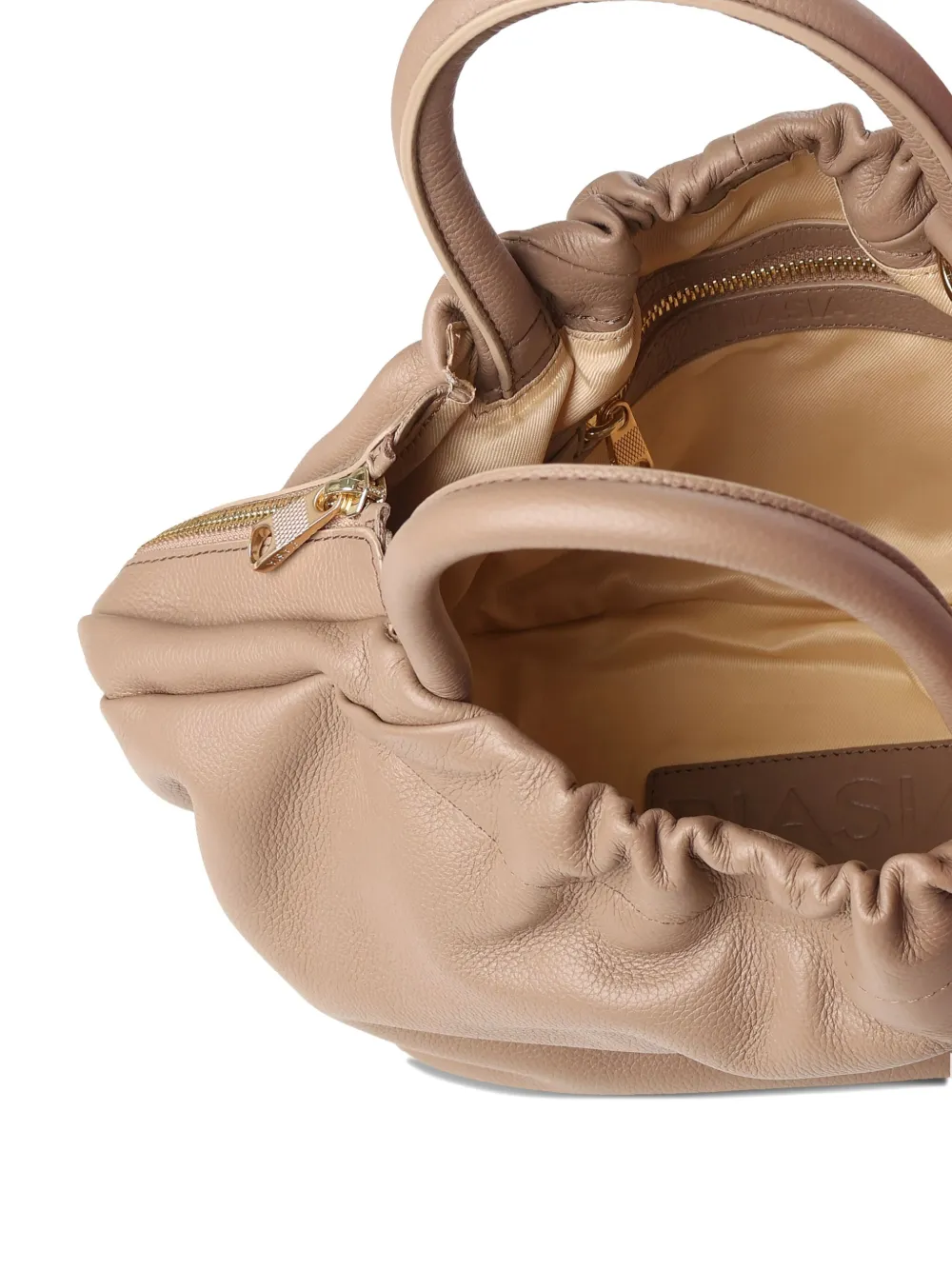 Biasia Gathered Leather Tote Bag In Neutral